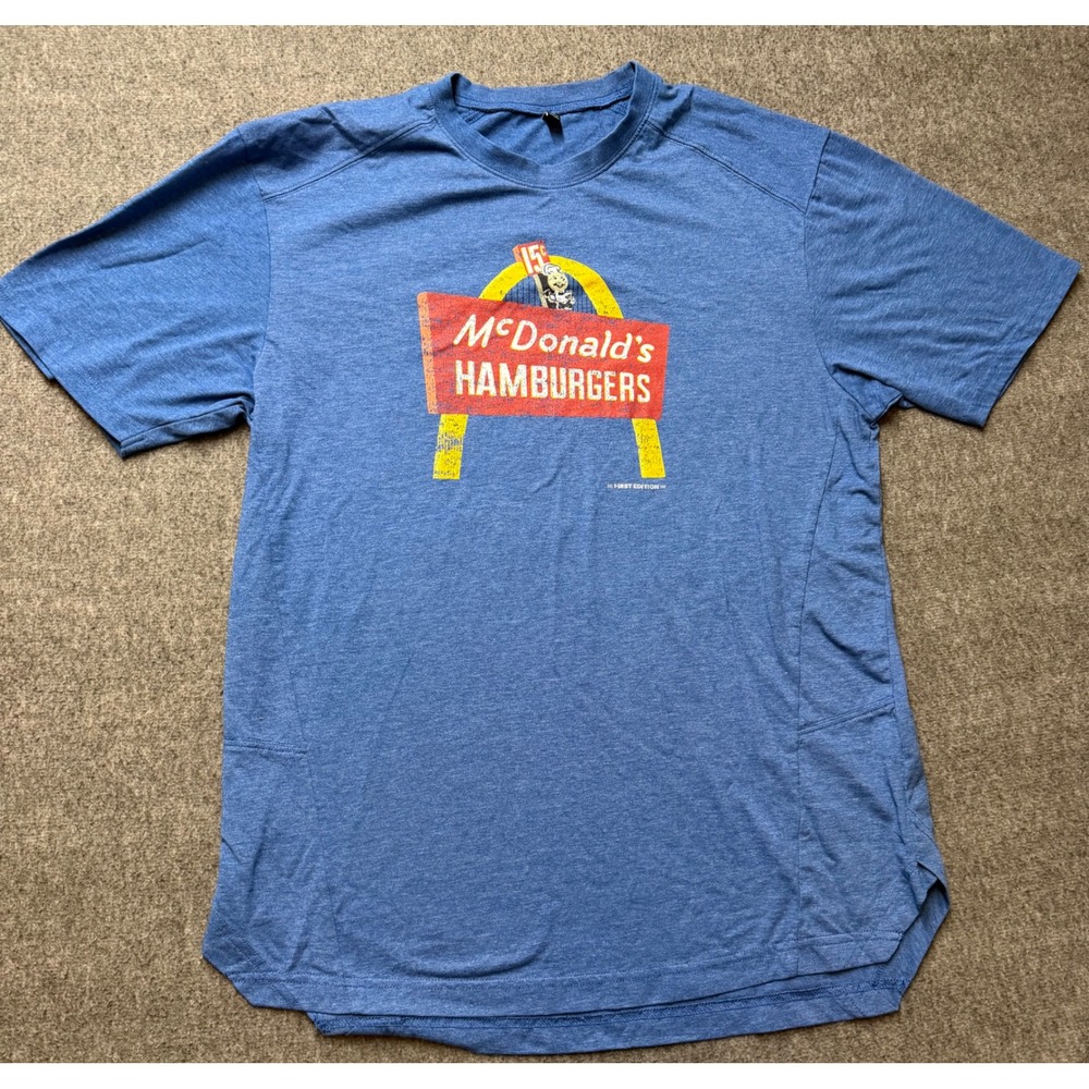 McDonalds Hamburgers Vintage Graphic Tee Blue Heather Speedee Retro Shirt Lot 3
